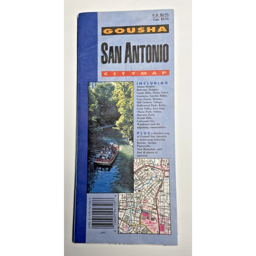 1996 San Antonio Texas Road Street Map Wall Hanging Scrapbook HM Gouda VTG